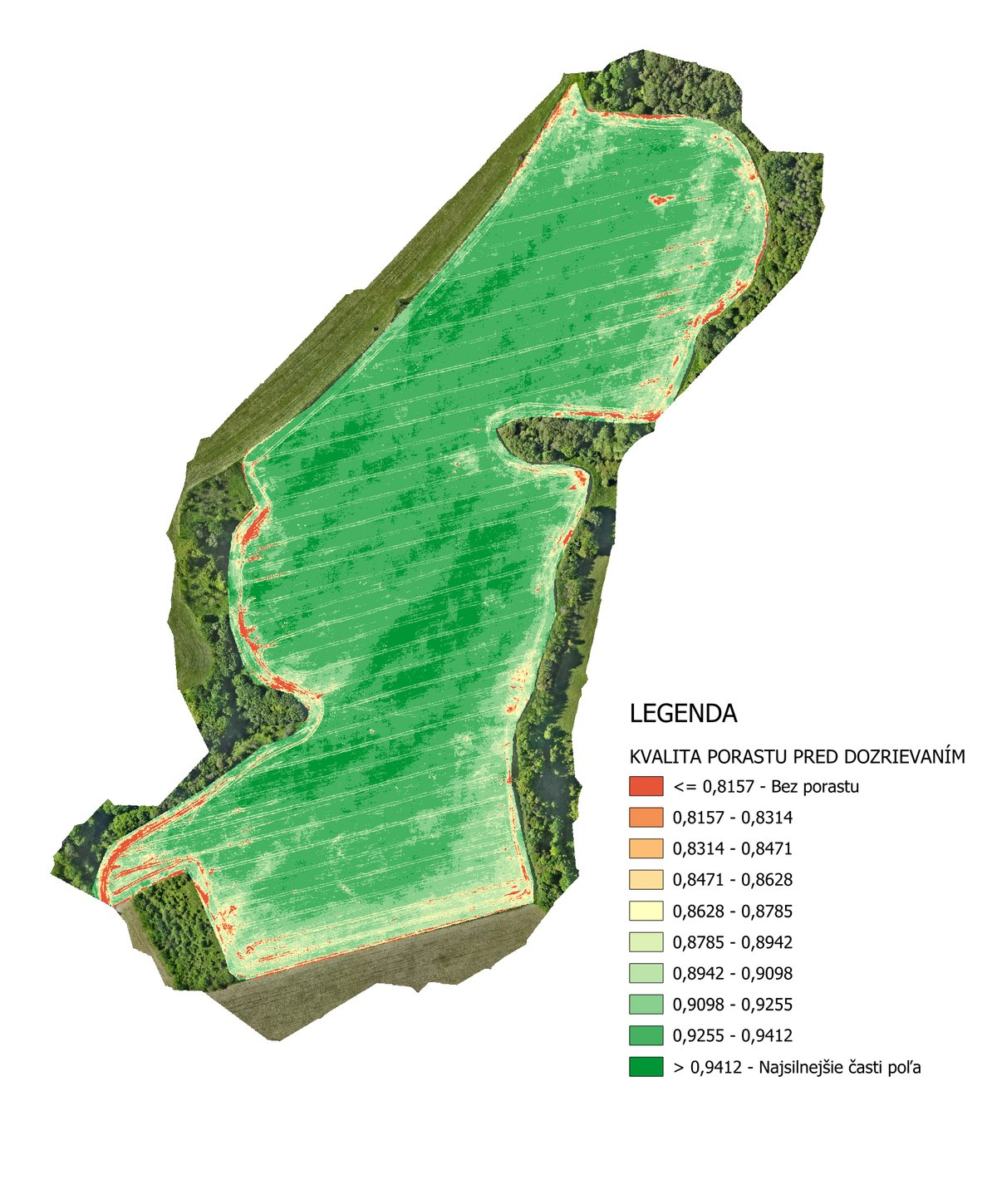 NDVI mapa zrelosti porastu poľa